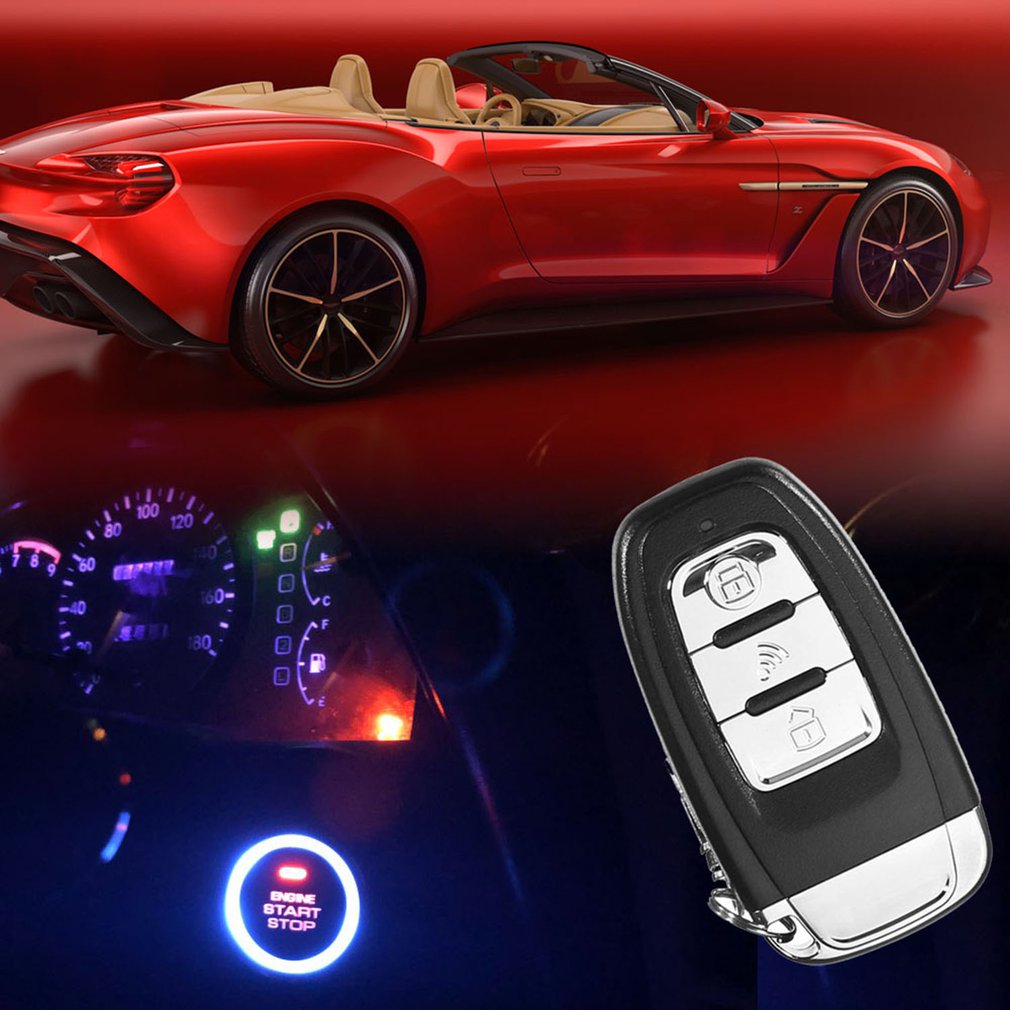 Passive Keyless Entry System PKE Engine Starter Push Button Vehicles Start/Stop Kit Safe Lock with 2 Smart Key