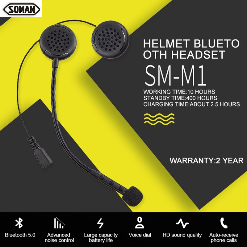 Soman Bluetooth Motorhelm Headset Waterdichte Draadloze Koptelefoon Geluid Stereo Bluetooth Oortelefoon Voor Helm