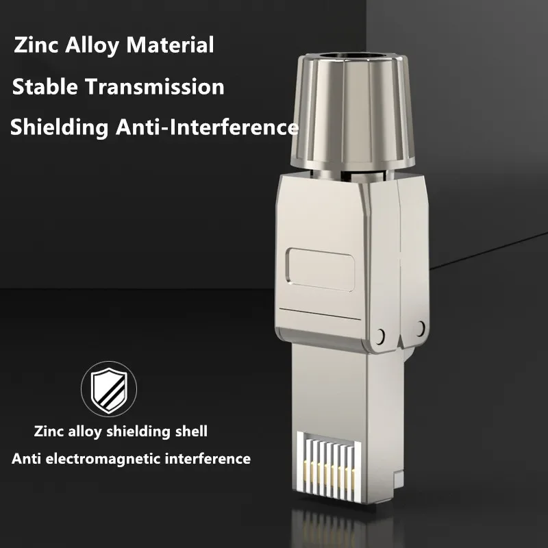 Conector Cat6A Cat7 RJ45 UTP/STP, enchufe de terminación de campo sin herramientas, red Cat 7, adaptador macho Modular Ethernet PoE blindado RJ 45