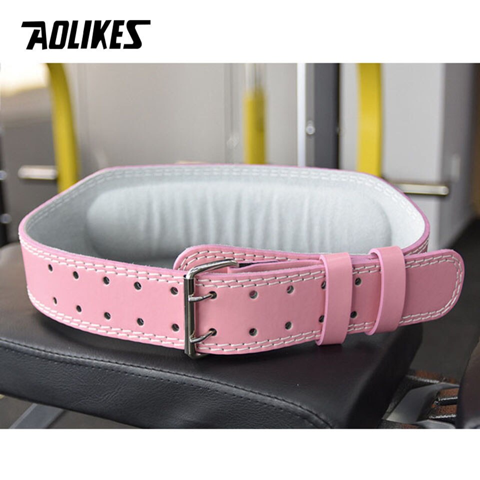 AOLIKES Wide Weightlifting Belt Bodybuilding Fitness belts Barbell Powerlifting Training waist Protector gym belt for back: Pink / S