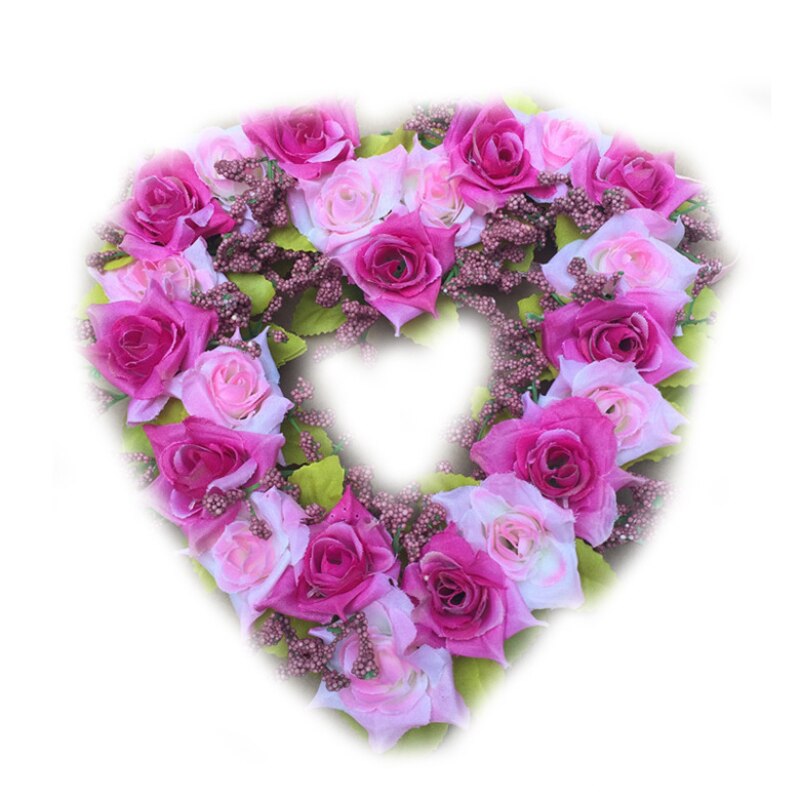 Artificial Rose Flower Heart-shaped Flower Garland Romantic Wedding Decorative Silk Garlands Flower Wreaths for Wedding Party: 04