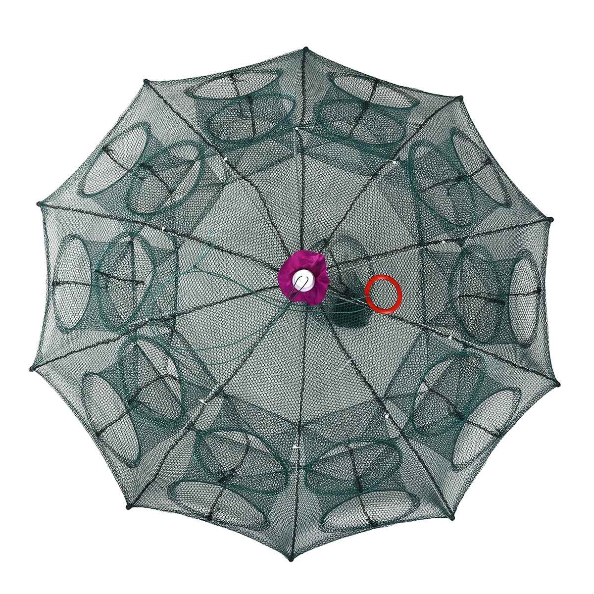 4-20 Holes Automatic Fishing Net Shrimp Cage Folded Fish Network Casting Nets Crayfish Shrimp Catcher Tank Trap Cages Mesh: 20 Holes