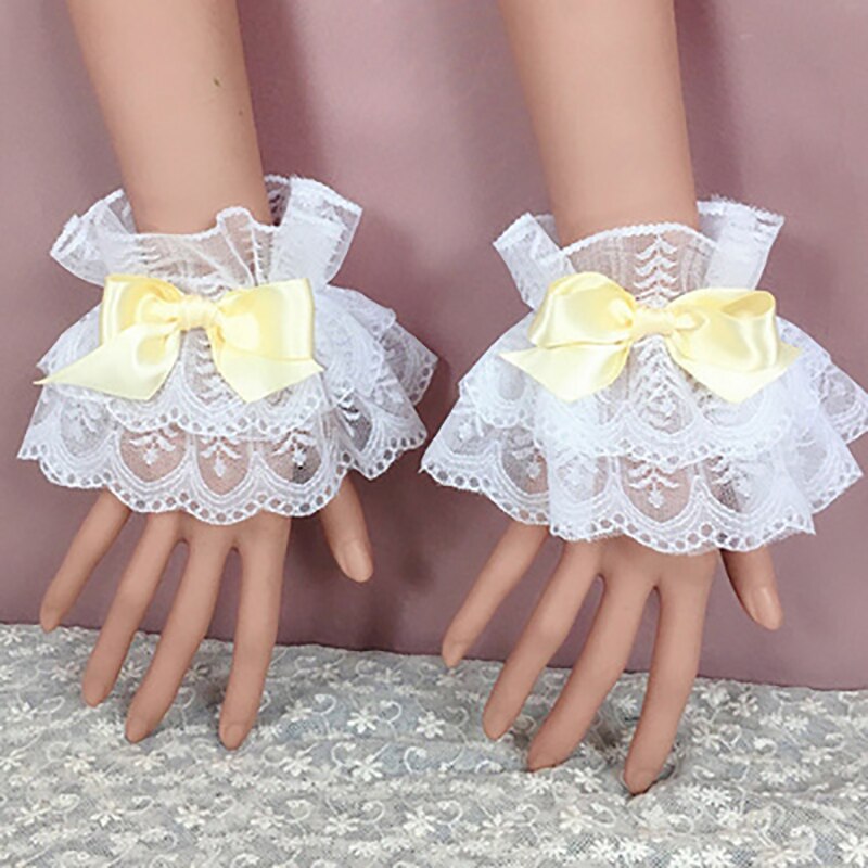 Japanse Lolita Hand Mouw Gothic Meisjes Strik Lace Hand Ring Kawaii Wit Anke Decoratie Meisjes Ruches Zachte Zus