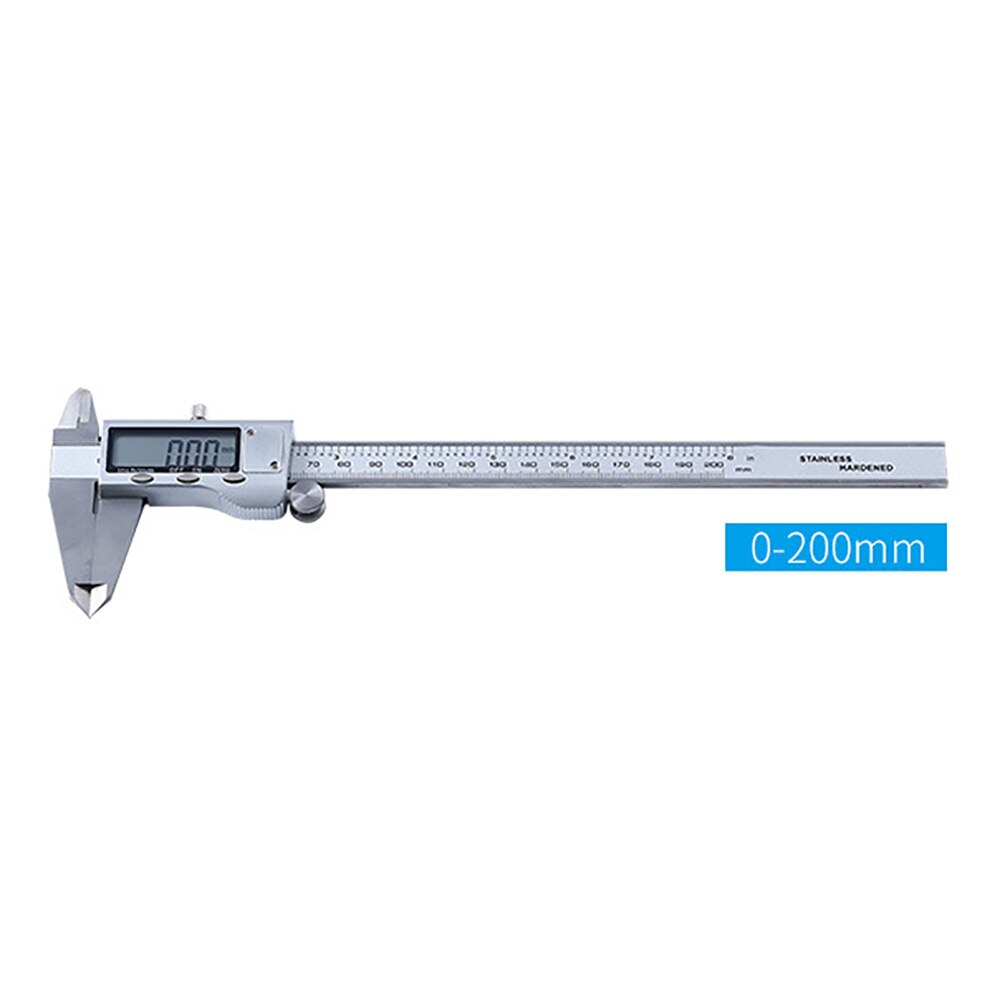 Digital Caliper 0-100/150/200/300mm Measuring Tool Stainless Steel Inch/MM Electronic Vernier Calipers Gauge Silver: 0-200mm