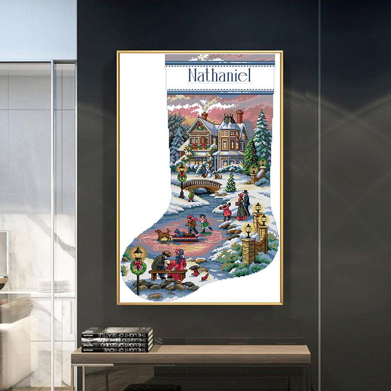 Het Art. Van De Lijn Van De Kous Van Kerstmis Stock Illustratie