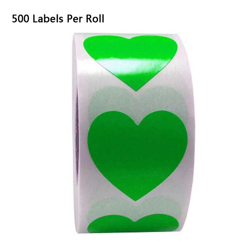500 stk / rulle 8 farver hjerteformede klistermærker bryllupsemballage håndlavet kuvertforseglingsetiket papirvarer klistermærke: 7