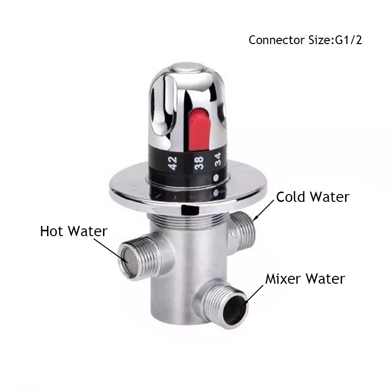 Chrome Thermostatic Brass Mixer Valve Brass Cartridge Mixer Valve Cold Water Temperature Control Mixer Bathroom Accessories