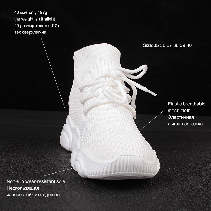 Dames hoge top witte zwarte sneakers dames breischoenen lente zomer casual mesh dikke zool schoenen