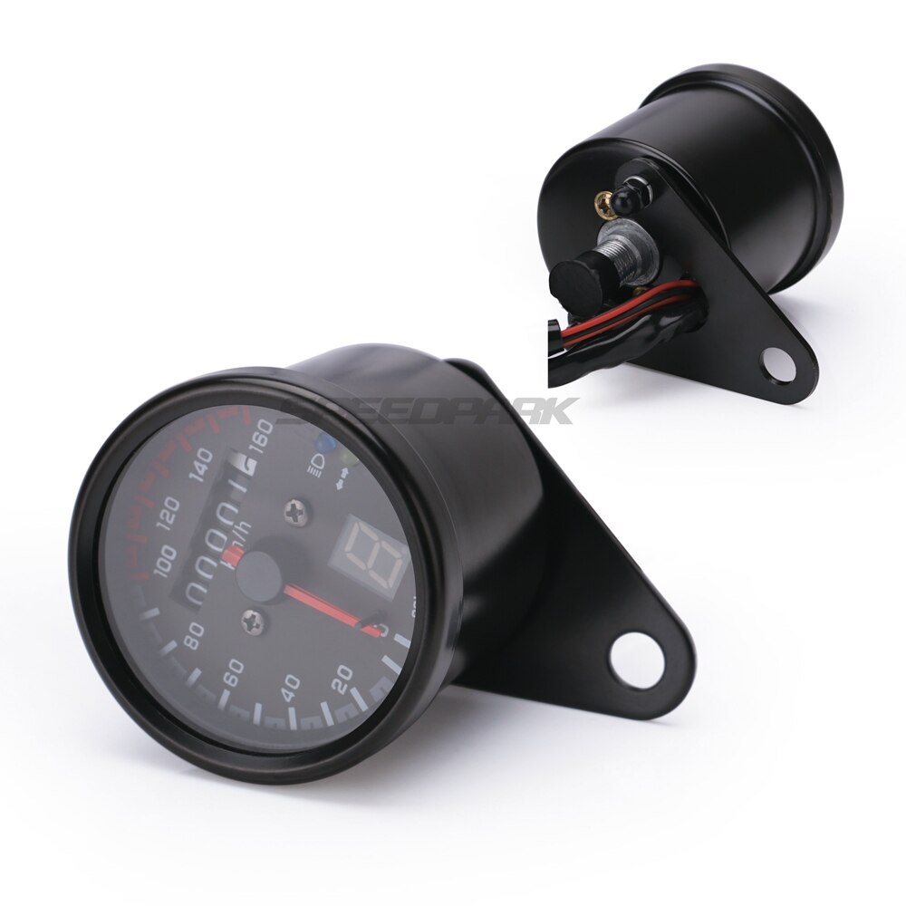 Universal Motorcycle Cafe Racer Speedometer odometer Gauge 0-160 km/u Instrument with LED Indicator