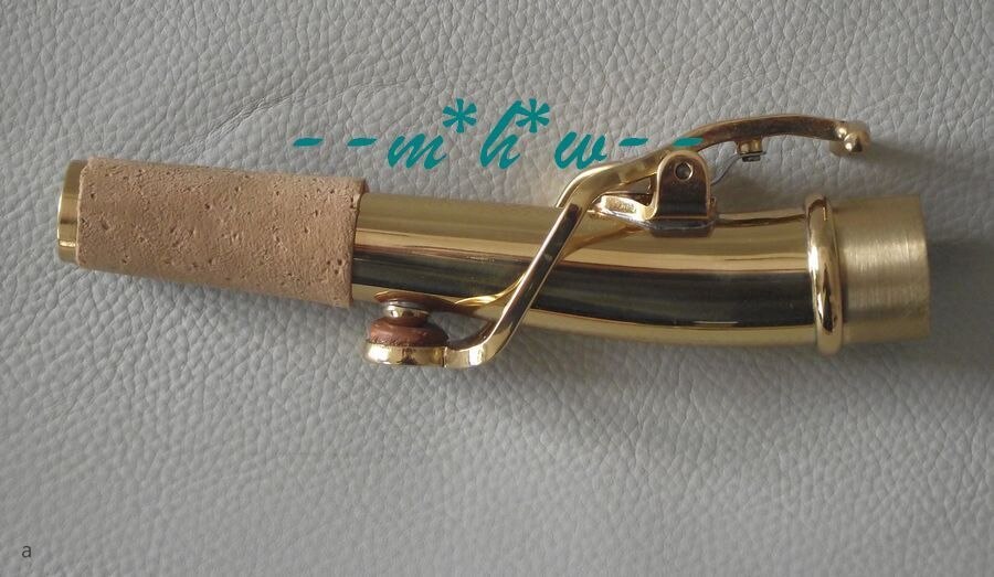 Excellent curved Soprano saxophone neck gold lacquer brass material