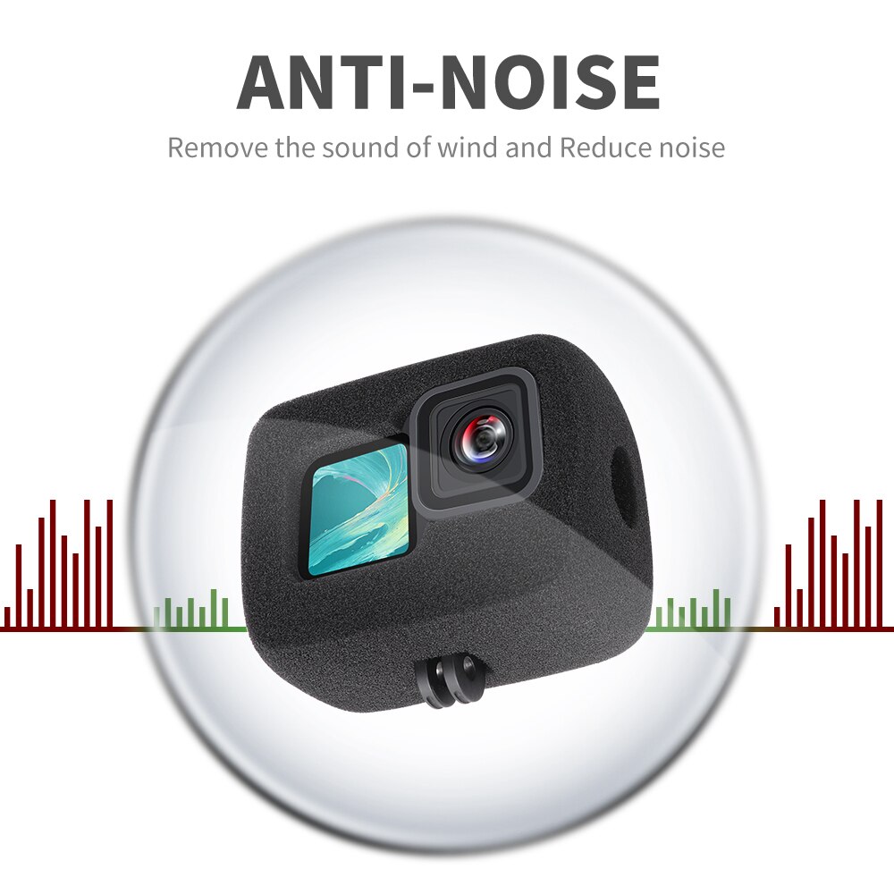 Gopro hero 9 – coque de protection en coton bulle noir, pare-vent, accessoires pour caméra de sport, étui en mousse haute densité