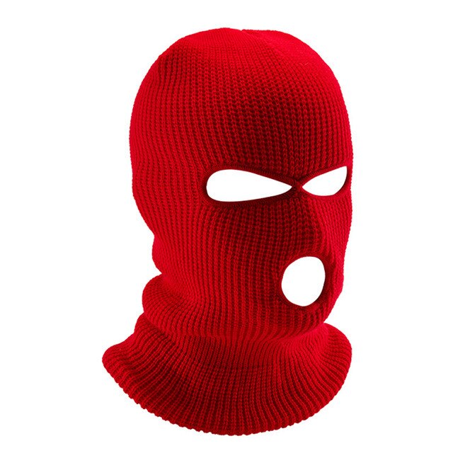 Winter Balaclava Warm Knit ski mask 3 hole Knitted Full Face Cover Ski Mask Full Face Mask for Outdoor Sports: red