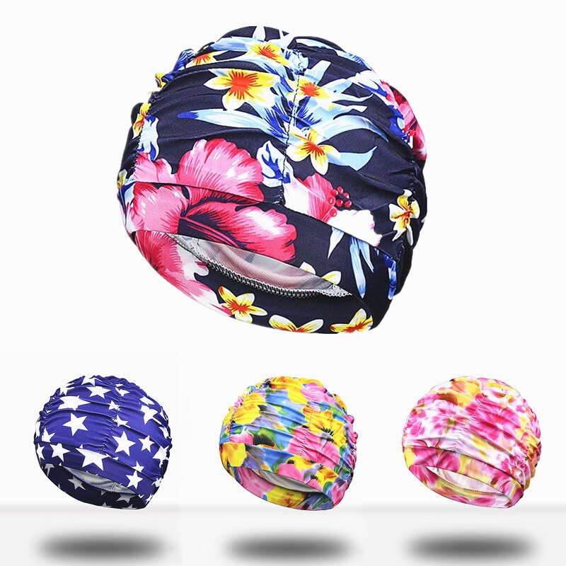 1Pc Zwemmen Hoed Vrouwen Lang Haar Badmuts Badmuts Stretch Drape Gratis Size Zwemmen Zwembad Sport Elastische Nylon tulband Unisex