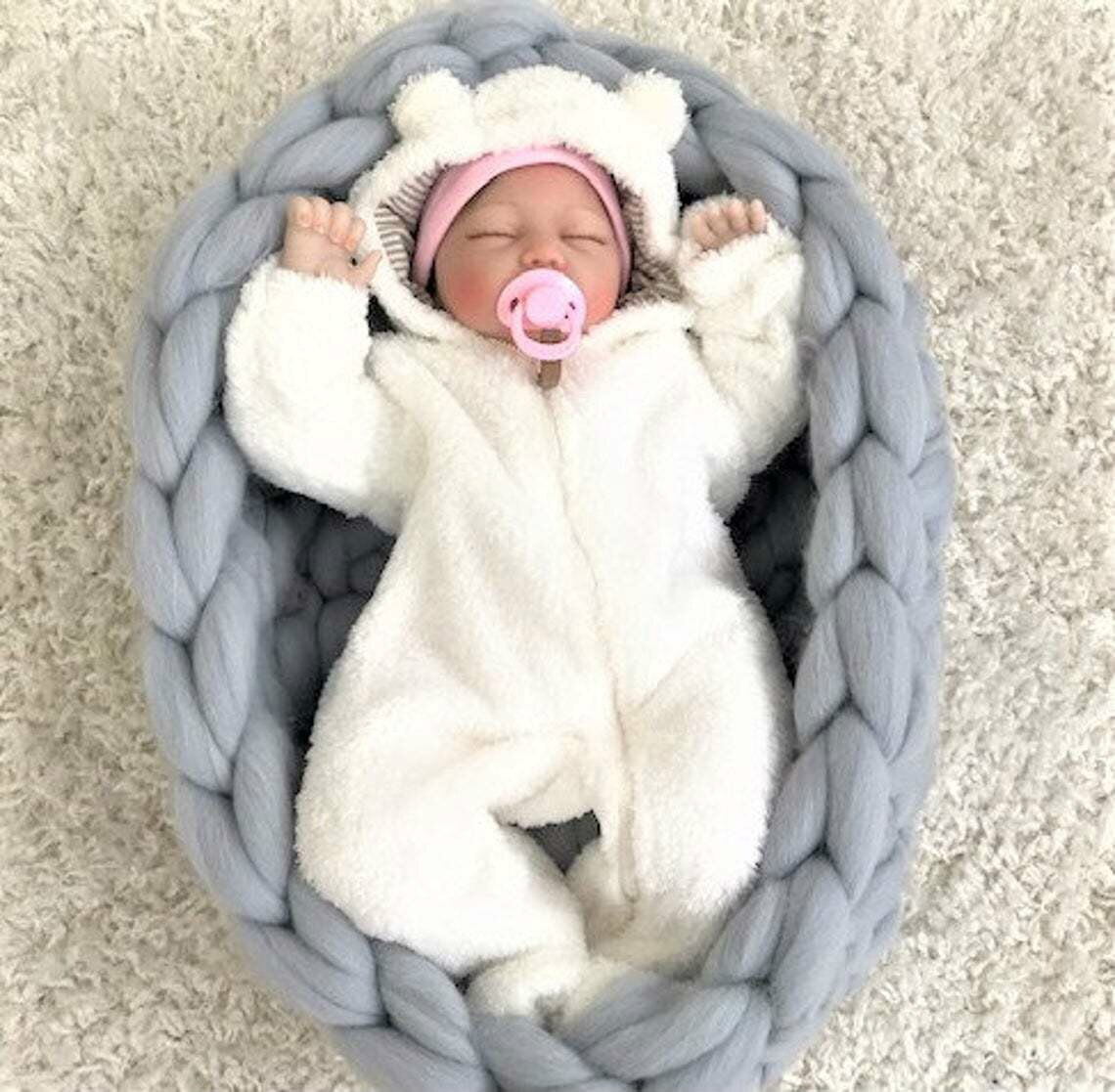 Kinitted Baby Nest Bett Tragbare Krippe Neugeborene Kinderbetten Kindergarten Schlaf Nest Kleinkind Wiege Baby Stubenwagen freundlicher Bett Babytragetasche: grau