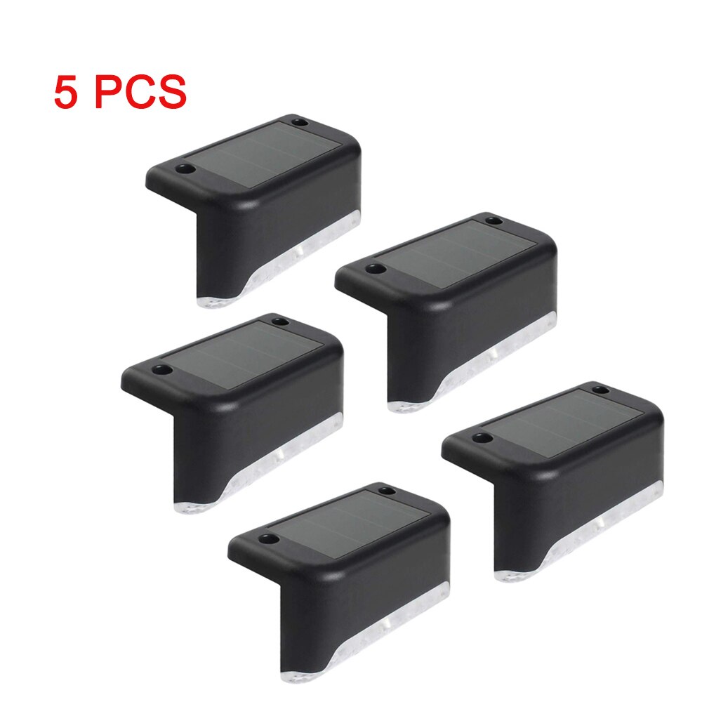 Solar Verlichting Solar Stap Lichten Buiten Waterdichte Led Zonne-energie Tuin Licht Lamp Decoratie Voor Patio Stair Tuin Yard Fence: 5pcs Black