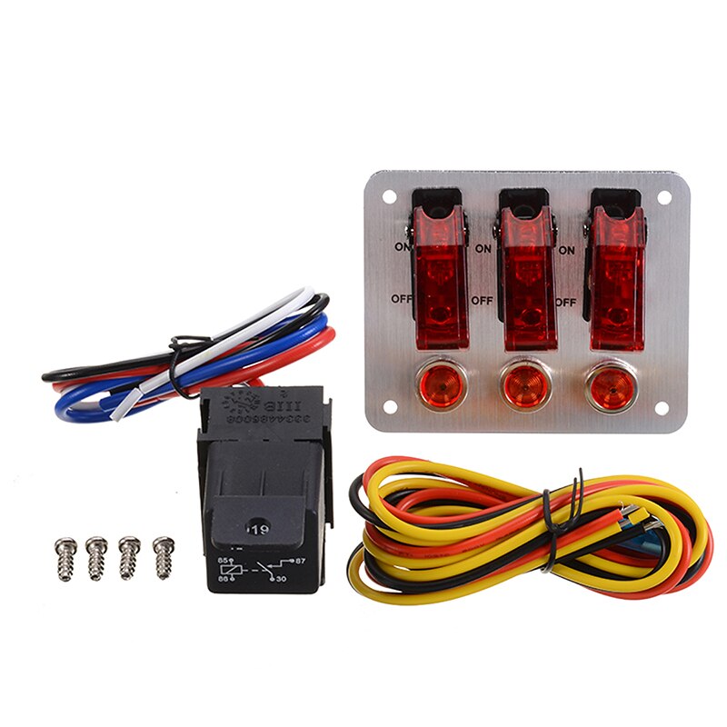 1 Set DC 12V 20A Racing Car Engine Start Push Button Ignition Switch Panel Kit For Racing Car with Cable