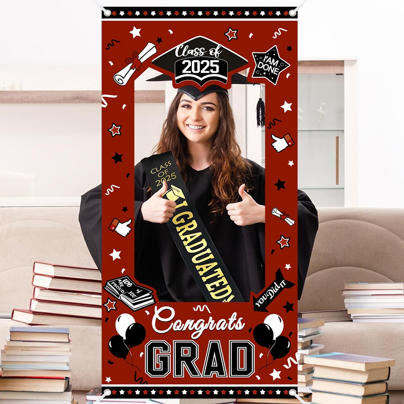 Graduation Photo Booth Prop Frame Banner Frame Backdrop Class of Grad Celebrations Decor Shooting Supplies