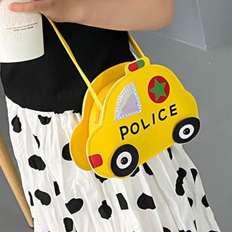 Kindermeisjes cartoon auto schoudertas crossbody tas van pu leer kleine handtas portemonnee
