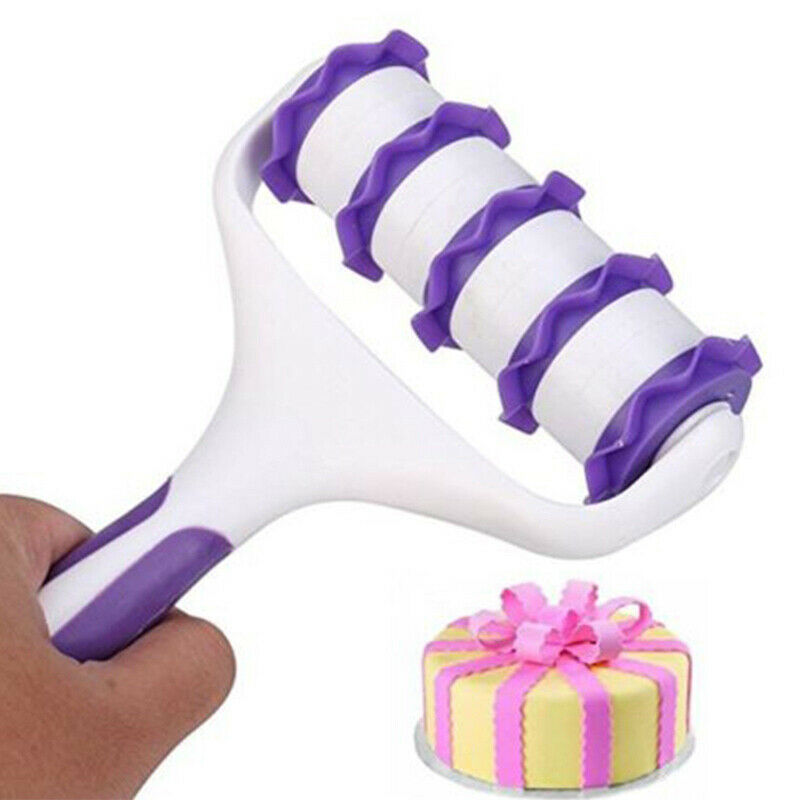Brand Fondant Strip Ribbon Cutter Sugarcraft Cake Rolling Pin Embosser Rolled Set Cake Decorating Tool Rubber Handle