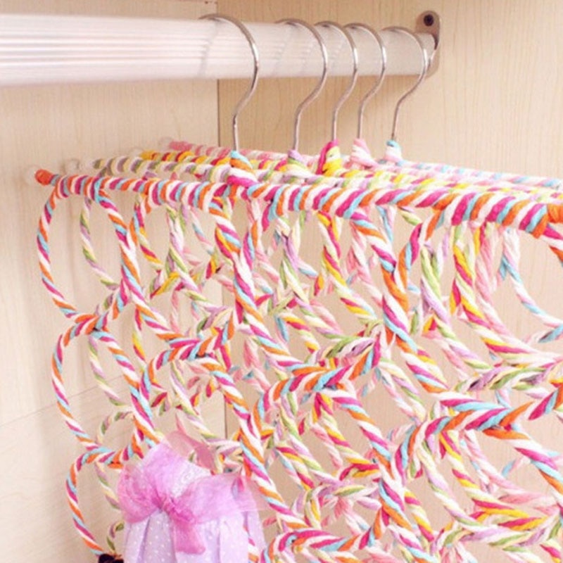 9 28 Ring Scarf Shawl Scarves Holder Foldable Tie Belt Hook Organizer Rattan Weave Hanger Wardrobe Storage Holder Display Rack