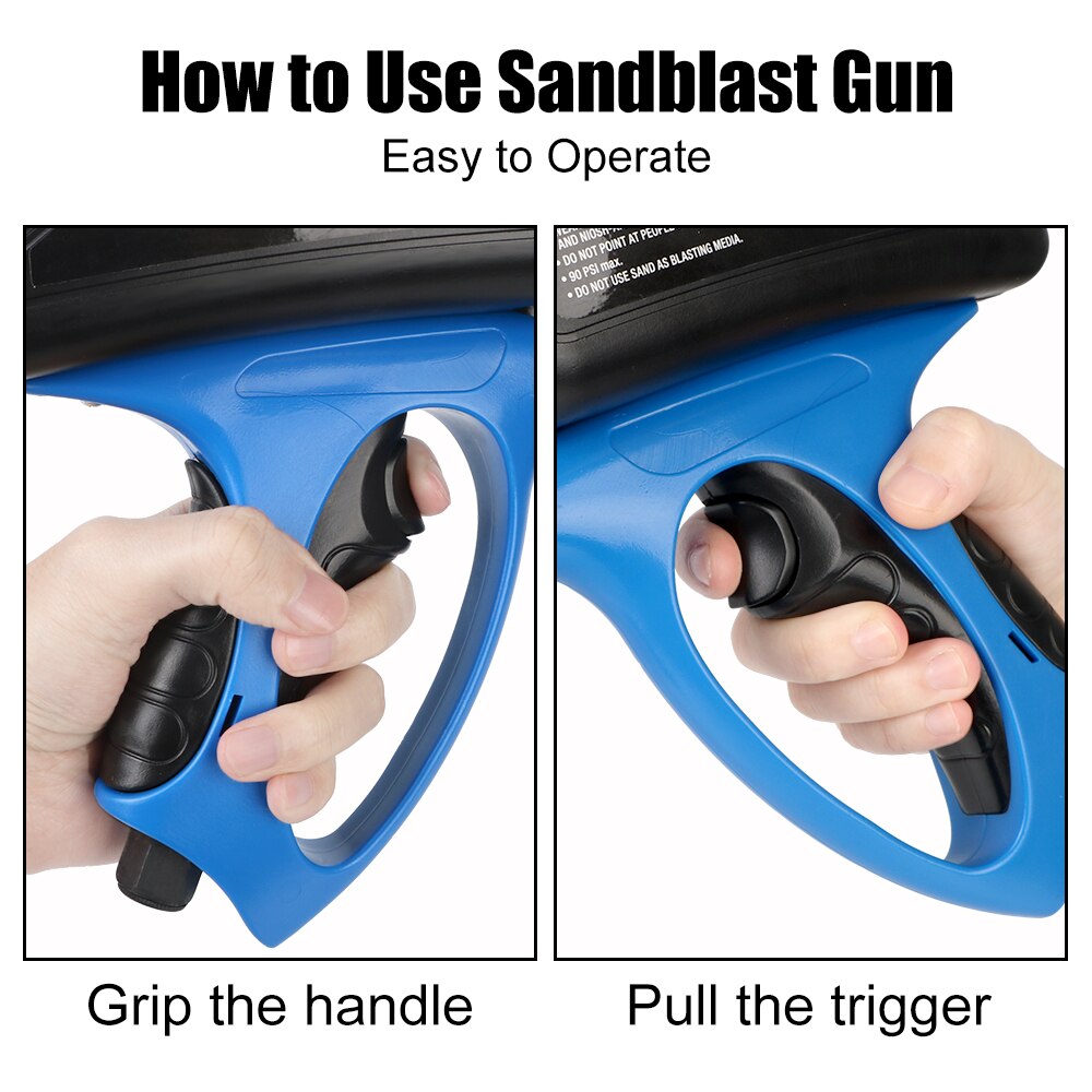 90psi Handheld Pneumatic Sand Blasting Machine Glass Tombstone Sprayer Sandblasting Machine Anti-rust Sandblaster