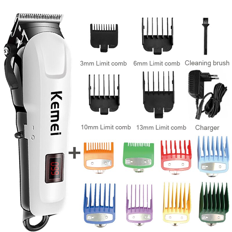 Kemei Hair Clipper for men Electric Hair Trimmer Cordless Hair Cutter Machine LCD Display Rechargeable haircut: 809A-8comb