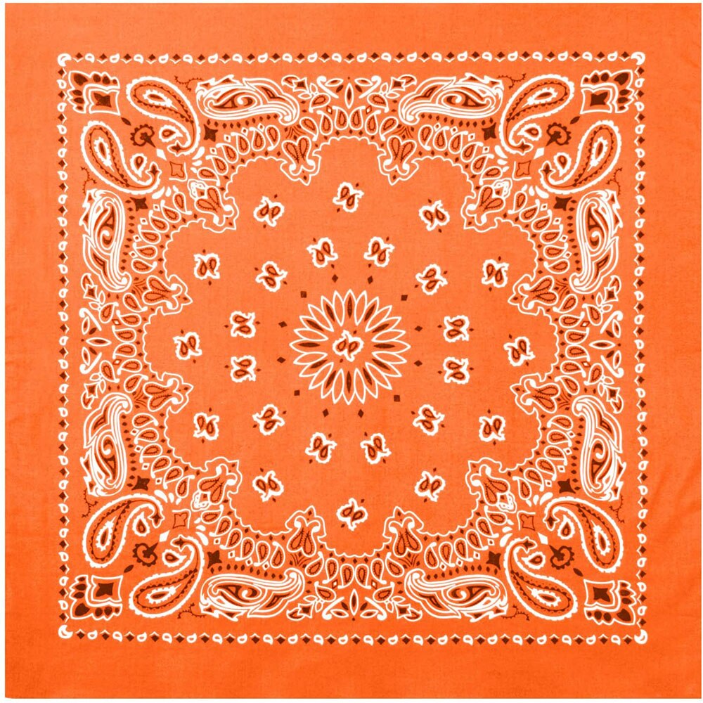 Bandanas 22 Zoll 100% Baumwolle Bandana Neuheit Doppelseitig Drucken Paisley Cowboy Bandana Party Favor Schal Stirnband Taschentücher: Bandana-001 Orange