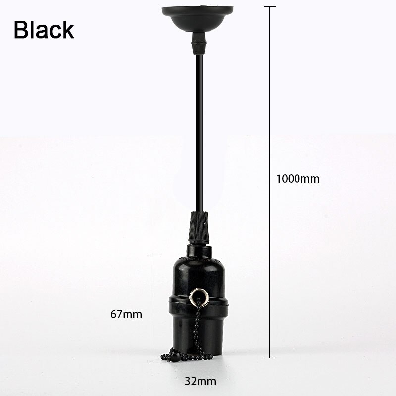 E27 Lamp Socket Vintage Edison Licht Houder Classic Retro Edison Lamp Houder Industriële Hanger Knop Lampvoet Schakelaar/Rits: Zipper Black