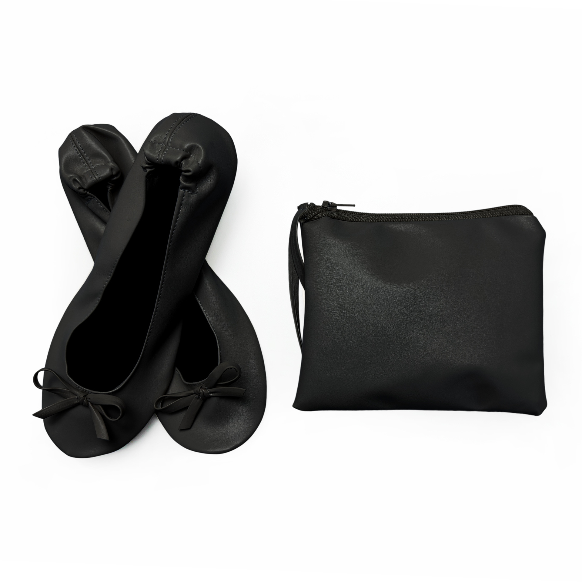 Ballerine portatili pieghevoli da donna per uso interno Pantofole arrotolabili, comode confezionate, con borsa, per matrimoni in viaggio: Black / 36-37