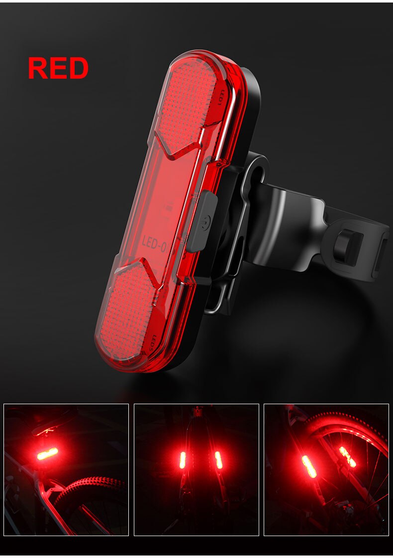 Bicycle light Bicycle tail light USB rechargeable flashlight front light rear light lanternRear light bike high visibility: red