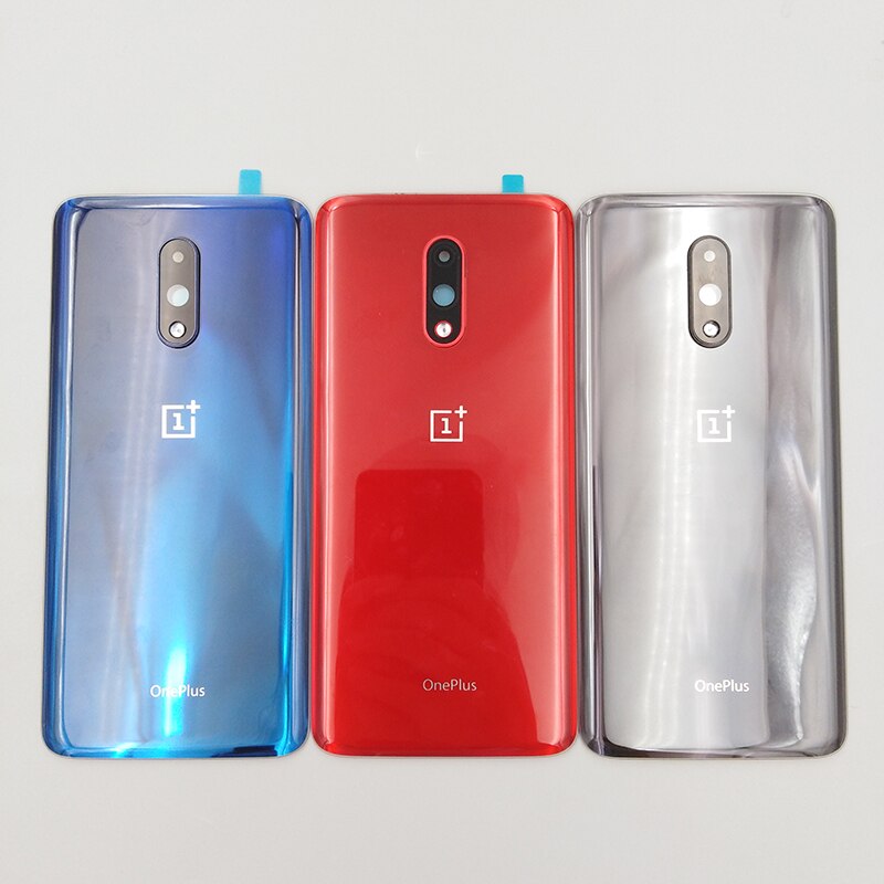 Oneplus 7 parti posteriori di riparazione della custodia della batteria di ricambio del coperchio dell&#39;alloggiamento dello sportello del pannello posteriore in vetro per One Plus 1 + 7 con obiettivo della fotocamera + Logo