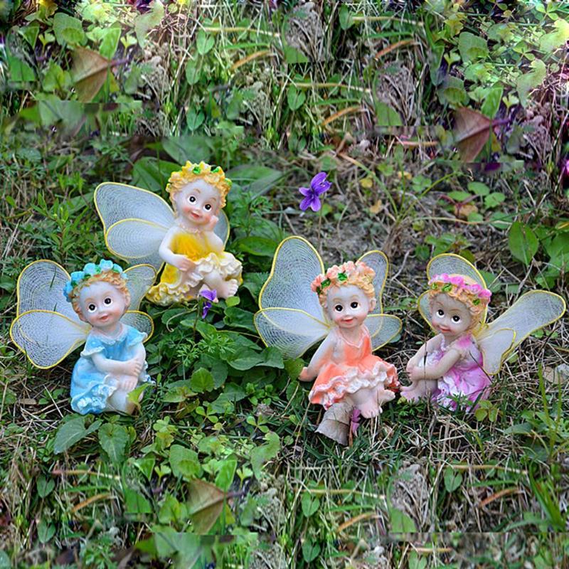 4pcs Resin Fairy Figurines Miniature Craft Bonsai Micro Landscape Ornament