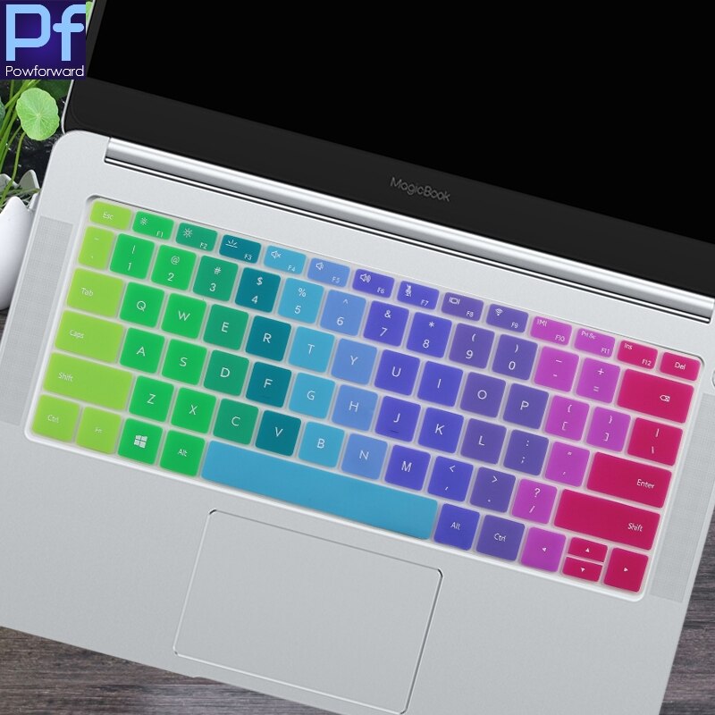 Til huawei matebook 13 laptop 13.3 tommer silikone laptop tastatur cover skin protector: Regnbue