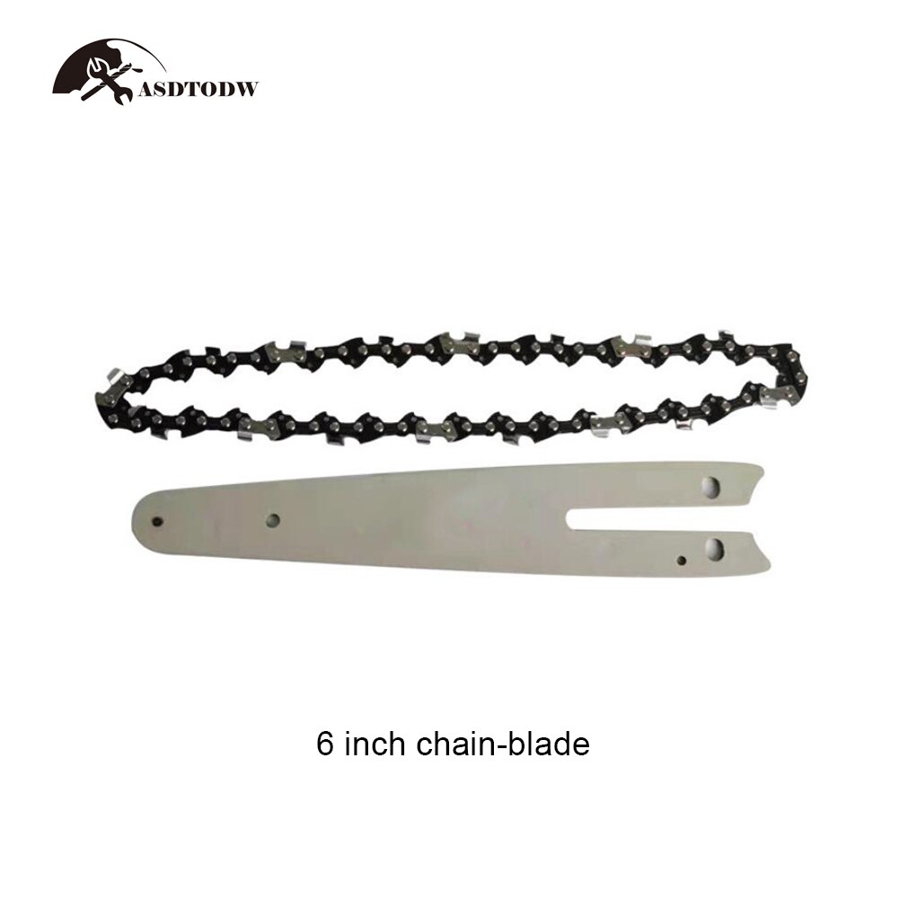 Cadena de motosierra de 4/6/8/10/12 pulgadas, reemplazo de guía de hoja y cadena de acero para Sierra de podar eléctrica portátil, carpintería: 6 inch chain-blade