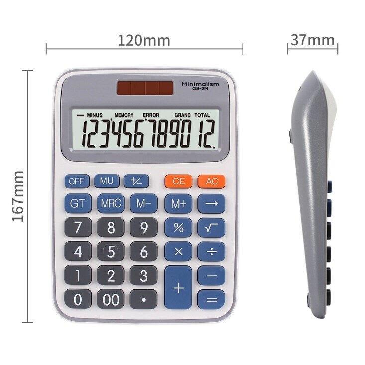 12-digit display calculator, desktop office calculator, solar dual power supply