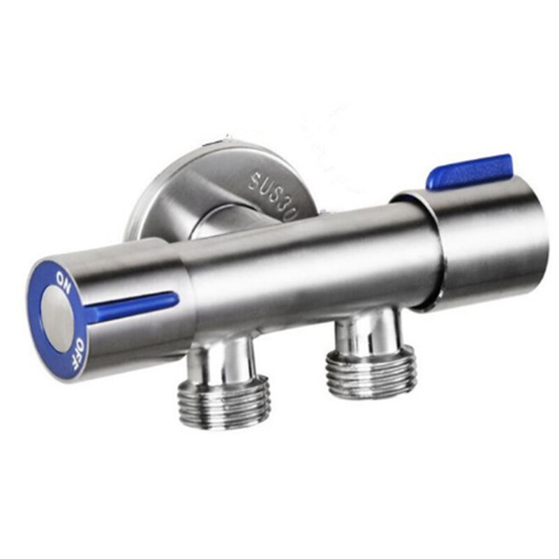 G1/2 Triangle Valve One Into Two Out Double Water Toilet Stop Valve Three-way Stainless Steel Double Control Angle Valve