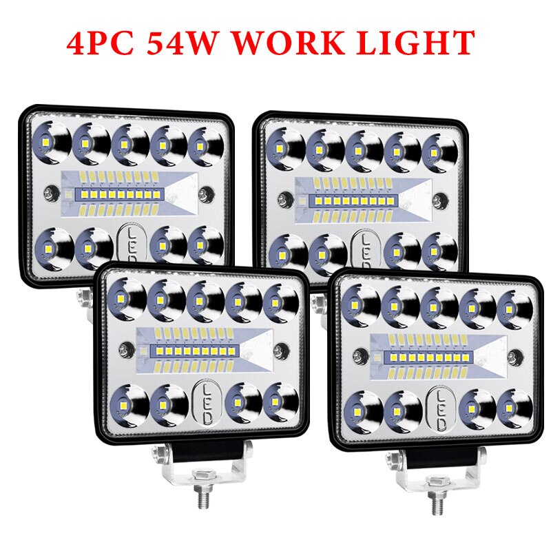 2PCS 12V 54W Wrok Light led bar LED lightbar 3030 LED 18SMD for Truck Tractor SUV 4x4 Car Led Headlights Lighting Spot work bar: 54W WORK LIGHT 4PCS