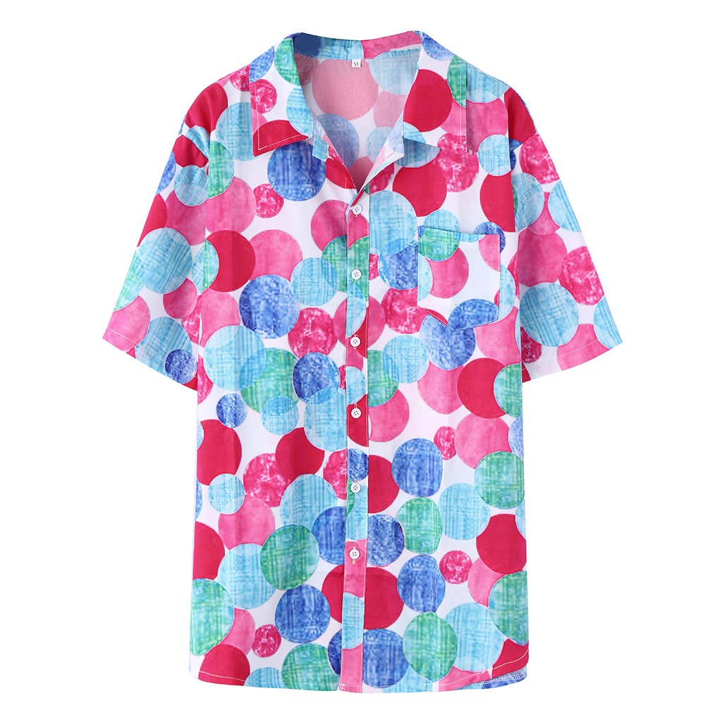 Herr hawaiisk skjorta strand färgglad tropisk sommar kortärmad skjorta herrkläder ledig lös camisa masculina  l0701: Xxl