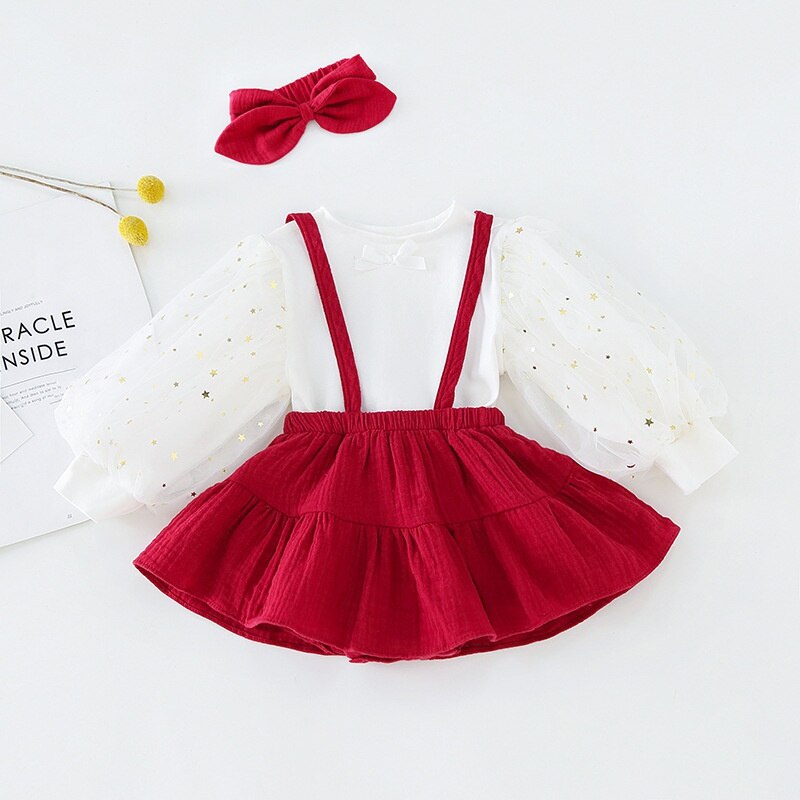 Kids Baby Girl Tops Autumn Blouse Cotton Puff T-Shirt Long Sleeve Shirt Lovely Princess Toddler Baby Clothes Sets: B / 18M