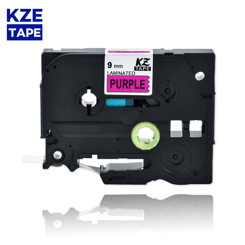 9mm TzeP21 Black on Purple Laminated Label Tape Cassette Cartridge label ribbon tze tape Tze-P21 tze P21 tzeP21 for P-touch PT