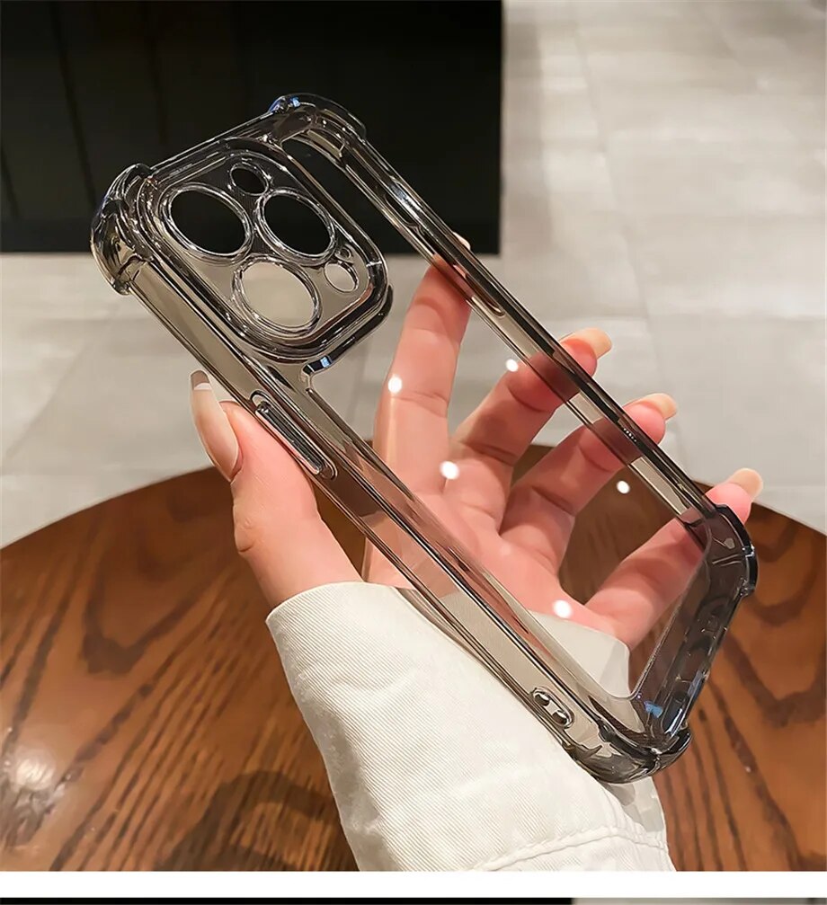 Funda de teléfono transparente a prueba de golpes de lujo para iPhone 15 14 13 12 11 Pro Max 14 15 Plus, funda trasera dura transparente con parachoques de silicona: Mezclilla / Blanco