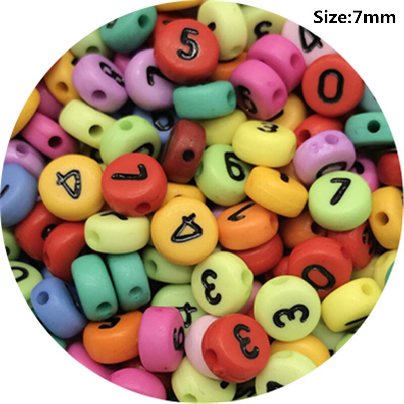 100 stk 7mm blandede 0-9 numre akryl perler nummer spacer perler til smykkefremstilling diy håndlavet armbånd halskæde: 06