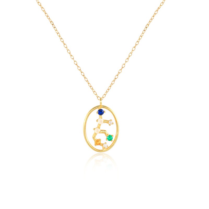 ROXI 12 costellazioni pendenti collane per donna argento Sterling 925 pendenti con collane in oro gioielli da donna a catena lunga girocollo: Virgo