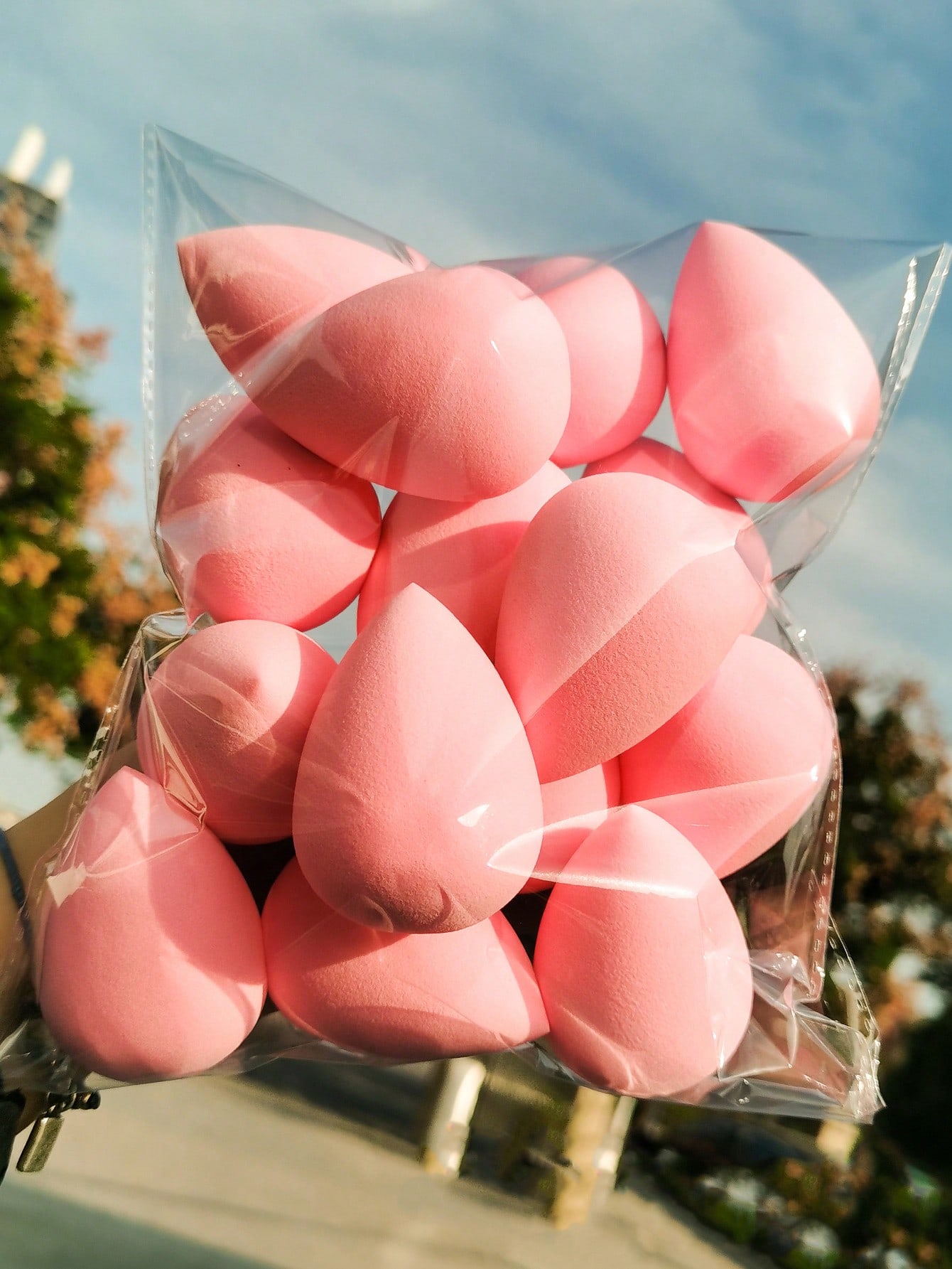 15 st rosa sminksvampar, droppformade kosmetiska svampar våta och torra ansiktssvampar skönhetssvampar äggformade sminkblandare: Rosa