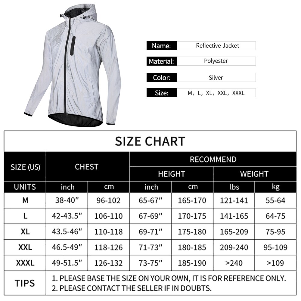 Reflective Jacket with Hood Waterproof Hooded Wind Coat for Men Women Night Safety Jacket for Cycling Running Jogging Walking