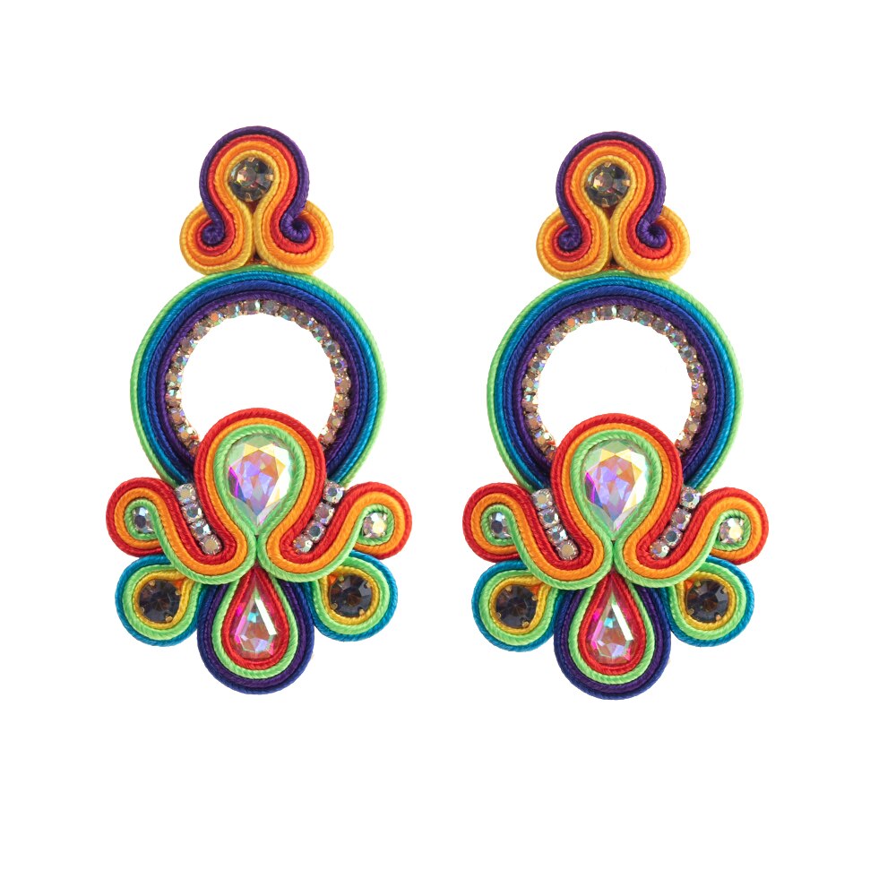 KPacTa Luxury Ladies Earrings Handmade Ethnic Earrings for Women Pendant Earrings Party National Wind: color