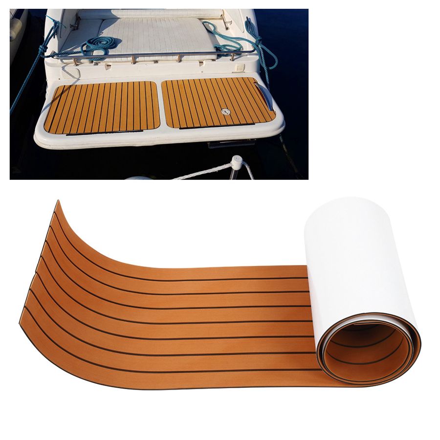 Adhesive EVA Foam Boat Flooring Mat Non-Slip Brown Marine Yacht Decking Pad 240x45x0.6cm Marine Boat Accessories