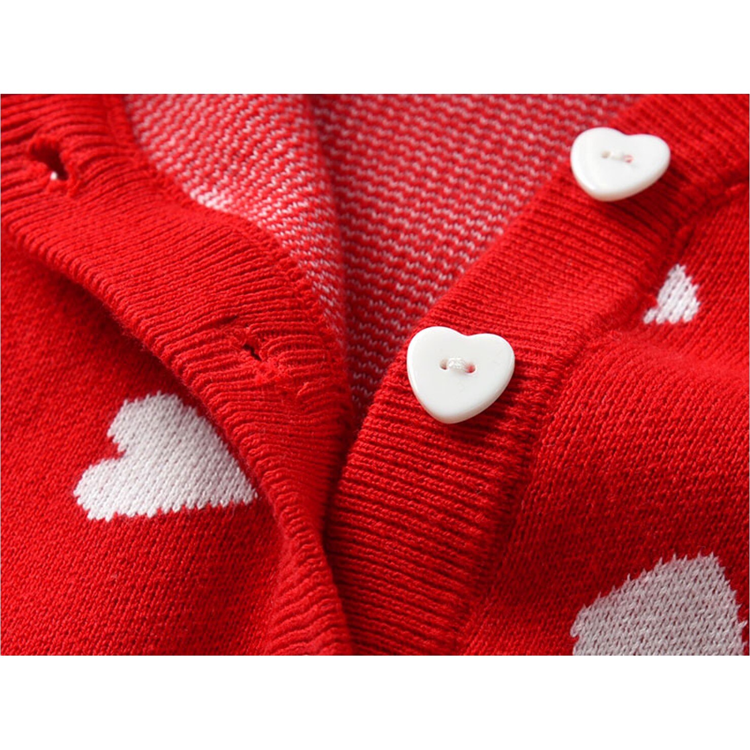 Emmababy 2-6Y Kid Baby Girls Autumn Cute Heart Pattern Long Sleeve Knitted Coat V-neck Single Breasted Cardigan