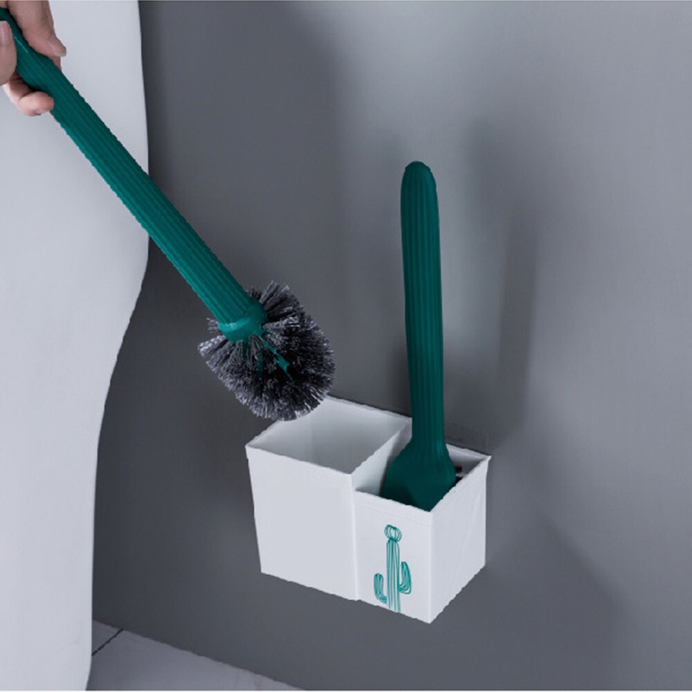 Cepillo de inodoro de Cactus, Base de limpieza montada en la pared para inodoro, WC, Set de accesorios de baño, artículos para el hogar