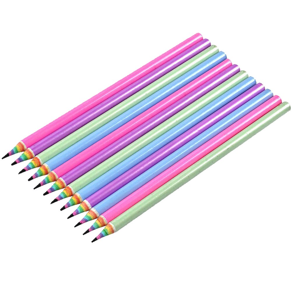 12pcs Rainbow Paper Pencils Pre-sharpened School Rainbow Paper Pencils for Kids